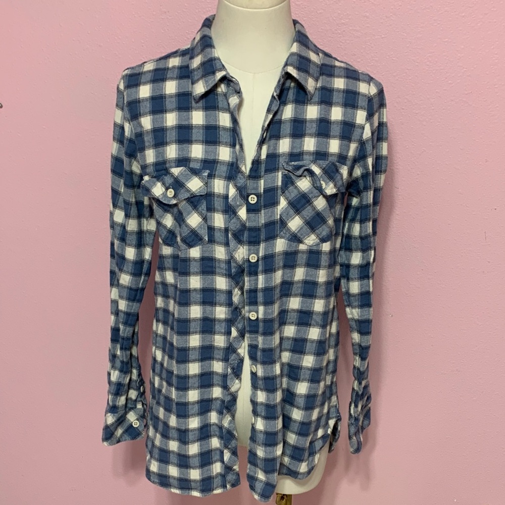 Volcom Blue and White Plaid Button-Up Shirt - Picture 2 of 9